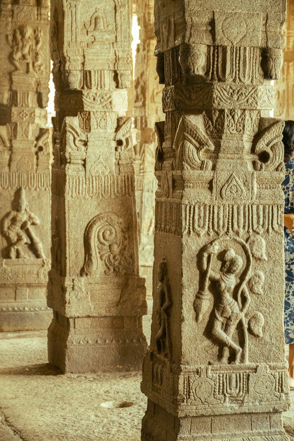 Carved stone pillars of an ancient Indian temple, reflecting the heritage Indian Knowledge Systems draw on